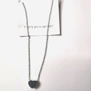 Heart-Shaped silver tone Cremation Necklace With Chain & Instructions